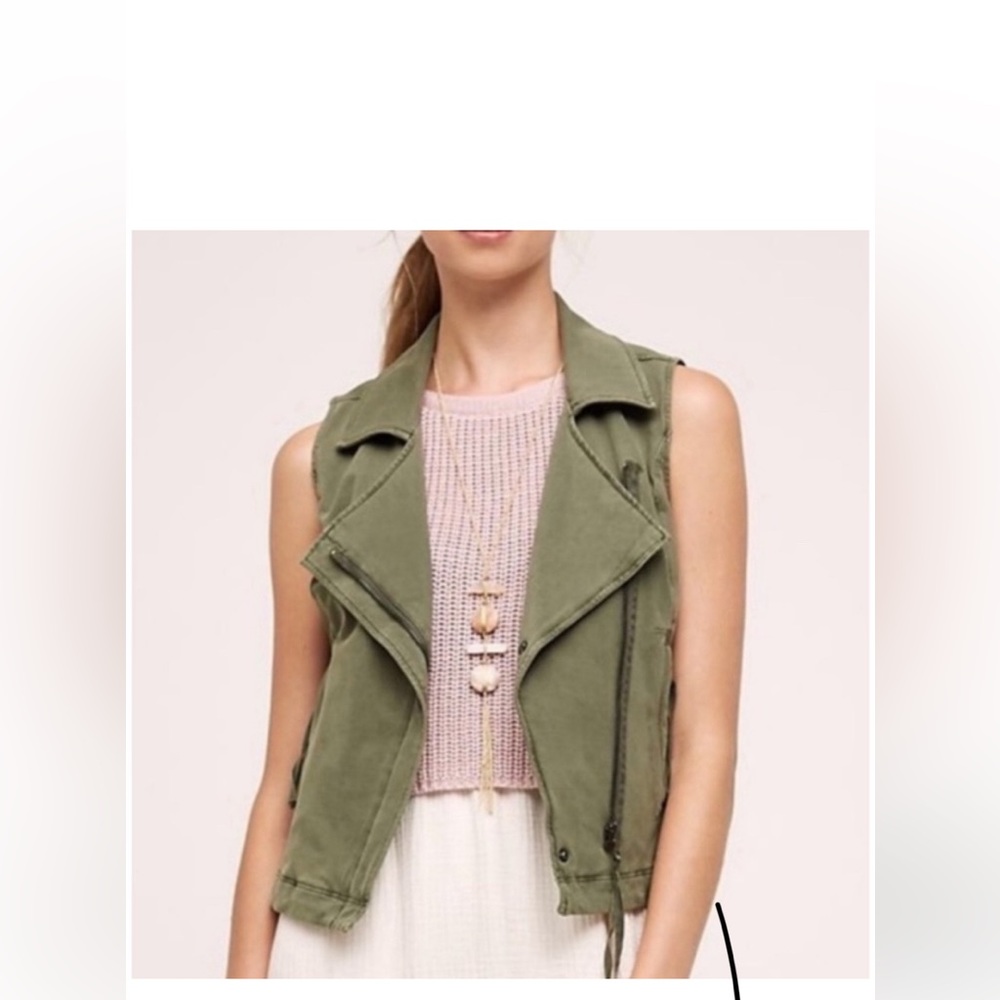 Anthropologie Marrakech green utility moto vest in size large